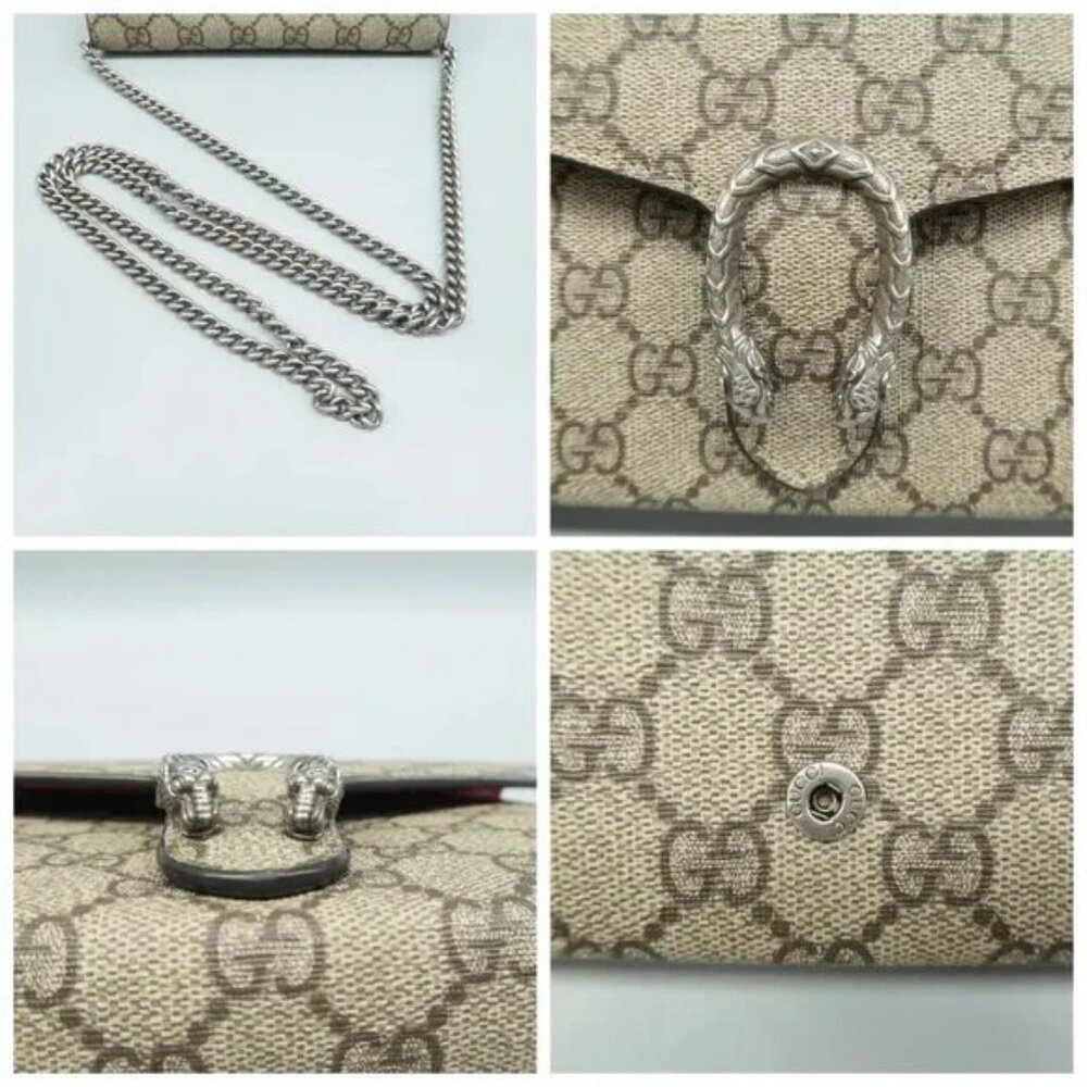 100% Authentic GUCCI Dionysus Brown Canvas Shoulder Bag - Picture 6 of 12